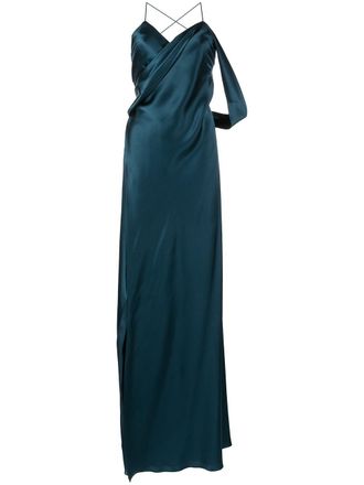 Michelle Mason V-neck silk dress - women - Silk - 4 - Blue