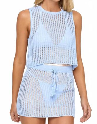 L*Space Sander Crochet Cropped Top In French Blue