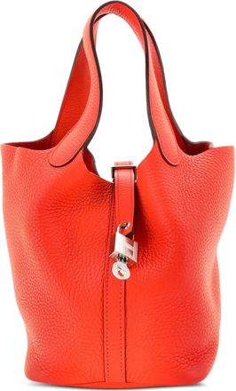 Herm&egrave;s Borsa a secchiello Picotin Lock PM in pelle Clemence - Arancione