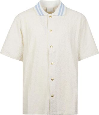 Dr&ocirc;le de Monsieur Short Sleeve Monogramme Shirt - Heren - Korte mouwen Overhemden - Beige - M - Katoen - Overhemden