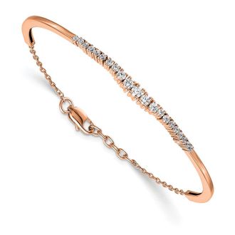 Diamond2Deal 14K Rose Gold 3/4 Ct Lab Grown Diamond Bangle Bracelet