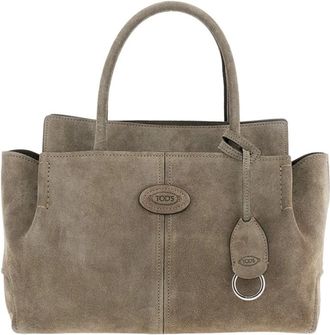 Tod's Kleine su&egrave;de shoppingbag - Dames - Tassen - Grijs - Maat: ONE Size Su&egrave;de