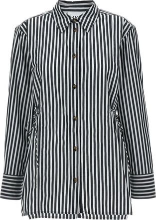 Ganni Overhemden, Dames, Veelkleurig, S, Katoen, Lace-Up Shirt