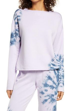 BP. All Weekend Crop Sweatshirt in Purple Secret Placed Tie Dye at Nordstrom, Size Large
