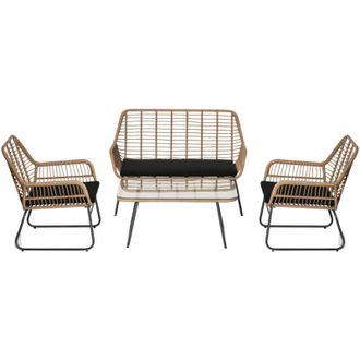 OUTSUNNY Set da Giardino 4 Pezzi Rattan pe con 2 Poltrone Divano Tavolino Boho - Outsunny