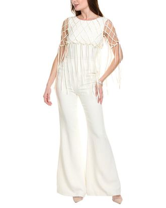 Saloni Saloni Heavy Crepe Silk-Trim Jumpsuit