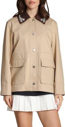 Avec Les Filles Embellished Lyocell & Cotton Barn Jacket in Light Camel at Nordstrom, Size X-Small