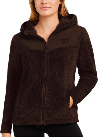 Reebok Womens Fleece Jacket - Super Soft Snow Fleece Hooded Zip Up Jacket - Cozy Softshell Outdoor Winter Jackets for Women, Truffle, L