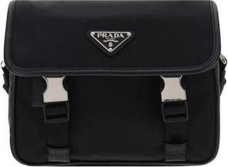Prada Re-Nylon En Saffiano Leren Schoudertas - Dames - Schoudertassen - Zwart - ONE Size - Nylon - Tassen