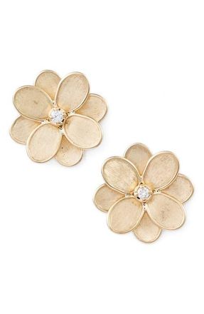 Marco Bicego Petali Diamond Flower Stud Earrings in Yellow Gold at Nordstrom