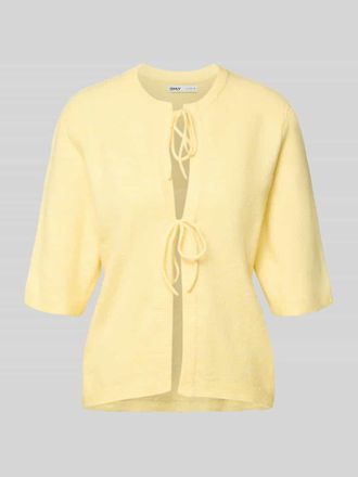 Only Regular Fit Cardigan mit Schn&uuml;rungen Modell SIMONI in Hellgelb, Gr&ouml;&szlig;e XL
