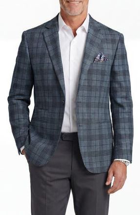 PinoPorte Plaid Two-Button Sport Coat in Navy at Nordstrom Rack, Size 48
