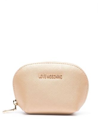 Love Moschino logo-lettering metallic make-up bag - women - Polyurethane - One Size - Gold