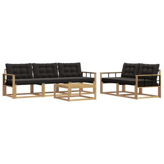vidaXL Conjunto De Sof&aacute;s De Exterior 6 Pcs Blanco Y Negro Vidaxl