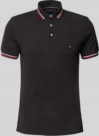 Tommy Hilfiger Slim Fit Poloshirt mit Logo-Stitching in Black, Größe XXXL