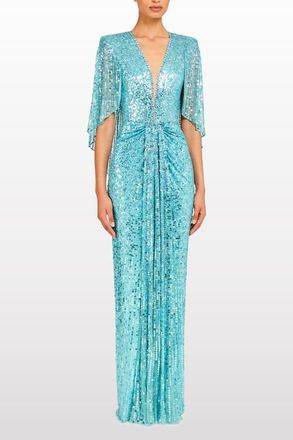 Jenny Packham Carrie Sequin Embellished Dress in Light Turquoise at Nordstrom, Size 12 Uk