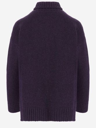 Bruno Manetti Womens Sweater Cable-Knit Wool And Cashmere Purple Virgin