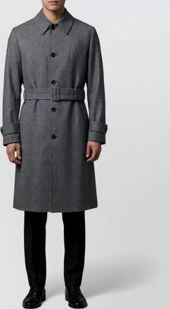 Lardini virgin wool checked single-breasted belted coat