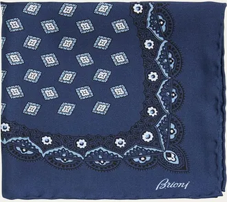 Brioni Mens Medallion-Print Silk Pocket Square