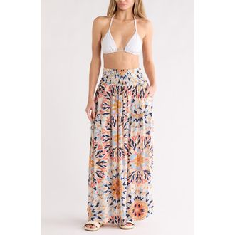 Elan Smocked Waist Cover-Up Skirt in Multi Kaleidoscope at Nordstrom Rack, Size X-Small