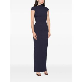 Solace London Womens Evening Dress Blue Crepe Polyester