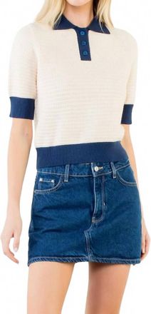 THML Clothing Short Sleeve Knit Top In Cream