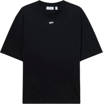 Off-white T-shirt in Cotone con Stampa Logo - - Tops - Uomo - Nero - L