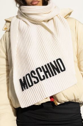 Moschino Scarf With Logo, Unisex, Cream