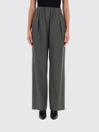 Jil Sander Striped Wool Palazzo Trousers with High Logo Waistband