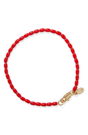 Clare Vivier Enamel Barrel Bead Bracelet in Poppy at Nordstrom