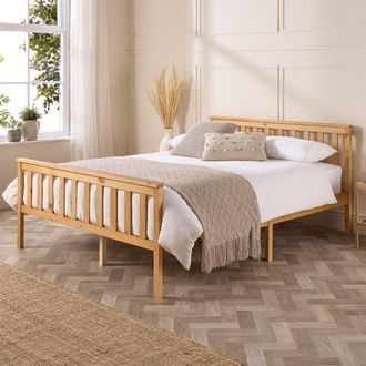 Aspire Home Accents Atlantic Bed Frame in Natural Wood Colour | Size: Small Double