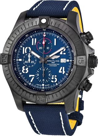 Breitling Pre-owned Breitling Super Avenger Night Mission Chronograph Automatic Chronometer Blue Dial Mens Watch V13375101C1X2