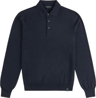 Fay Elegante Polo - Heren - Tops - Blauw - Maat: XL Wol