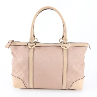 Gucci Beige Pink Gg Canvas Handbag Tote Bag (Pre-Owned)
