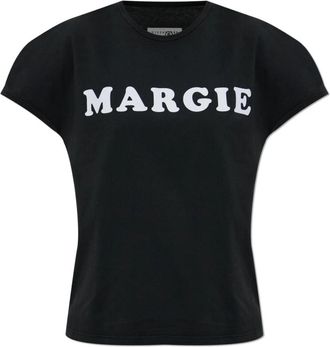 Maison Margiela Margie Logo T-Shirt - Dames - T-shirts - Zwart - XS - Katoen - Tops