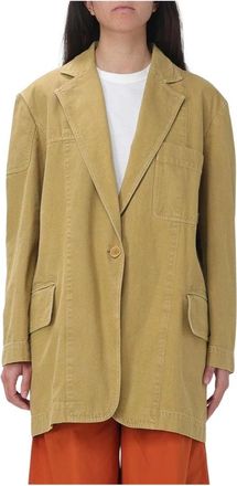 Max Mara Relaxed Katoenen Canvas Blazer - Dames - Blazers - Geel - 2XS - Katoen - Jassen