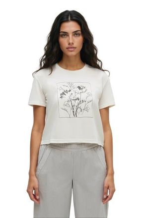 tentree Floral Crop T-Shirt in Undyed/meteorite Black at Nordstrom, Size X-Small