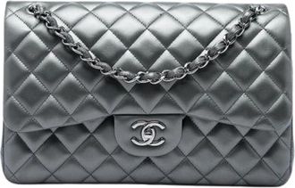 Chanel Pre-owned Classic Double Flap Shoulder Bag - Dames - Vintage Schoudertas - Grijs - ONE Size - Leer - Vintage