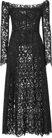 Fendi Macram&eacute; kanten jurk - Dames - Casual kleedjes - Zwart - XS - Katoen - Kleedjes