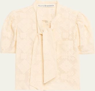 Alix of Bohemia Chance Eyelet Tie-Neck Top
