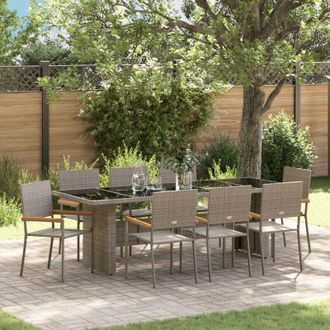 vidaXL Conjunto De Comedor De Jard&iacute;n 9 Pcs Gris Polirat&aacute;n Vidaxl