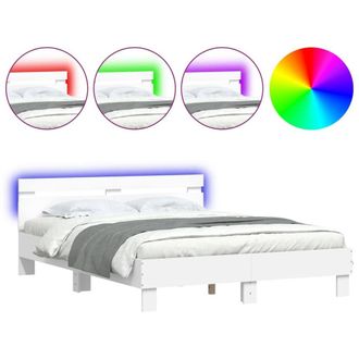 Berkfield Home Bed Frame with LED without Mattress White 150x200 cm King Size