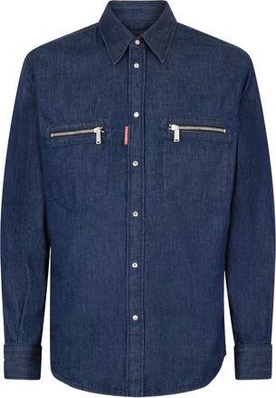 Dsquared2 Bikershirt met ritszak - Blauw