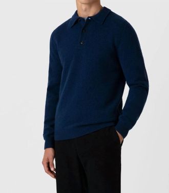 Sunspel Lambswool Polo Shirt In Naval Blue
