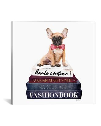 iCanvas Icanvas Icanvas Stack Of Fashion Books With A French Bulldog By Amanda Greenwood