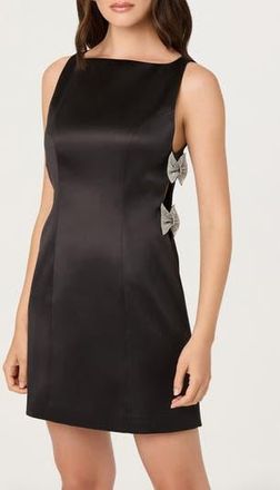ASTR the Label Kinsey Embellished Bow Satin Minidress in Black at Nordstrom Rack, Size X-Small