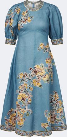 Alemais Al&eacute;mais Joan floral linen midi dress