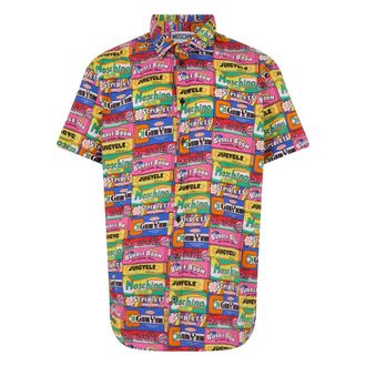 Moschino Short Sleeve Shirt - Heren - Korte mouwen Overhemden - Veelkleurig - 4XL - Katoen - Overhemden
