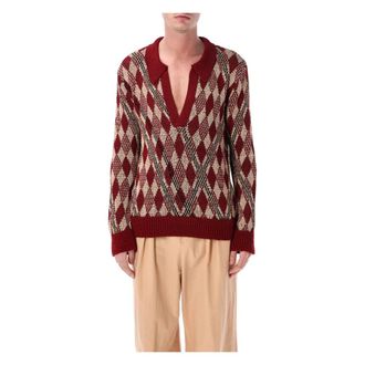 Dries Van Noten Polo Sweater - Heren - V-hals truien - Veelkleurig - L - Truien & Vesten