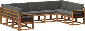 vidaXL Conjunto De Sof&aacute;s De Exterior 9 Uds. Natural Y Antracita Vidaxl